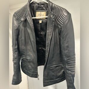 Black Rivet leather jacket  with quilting